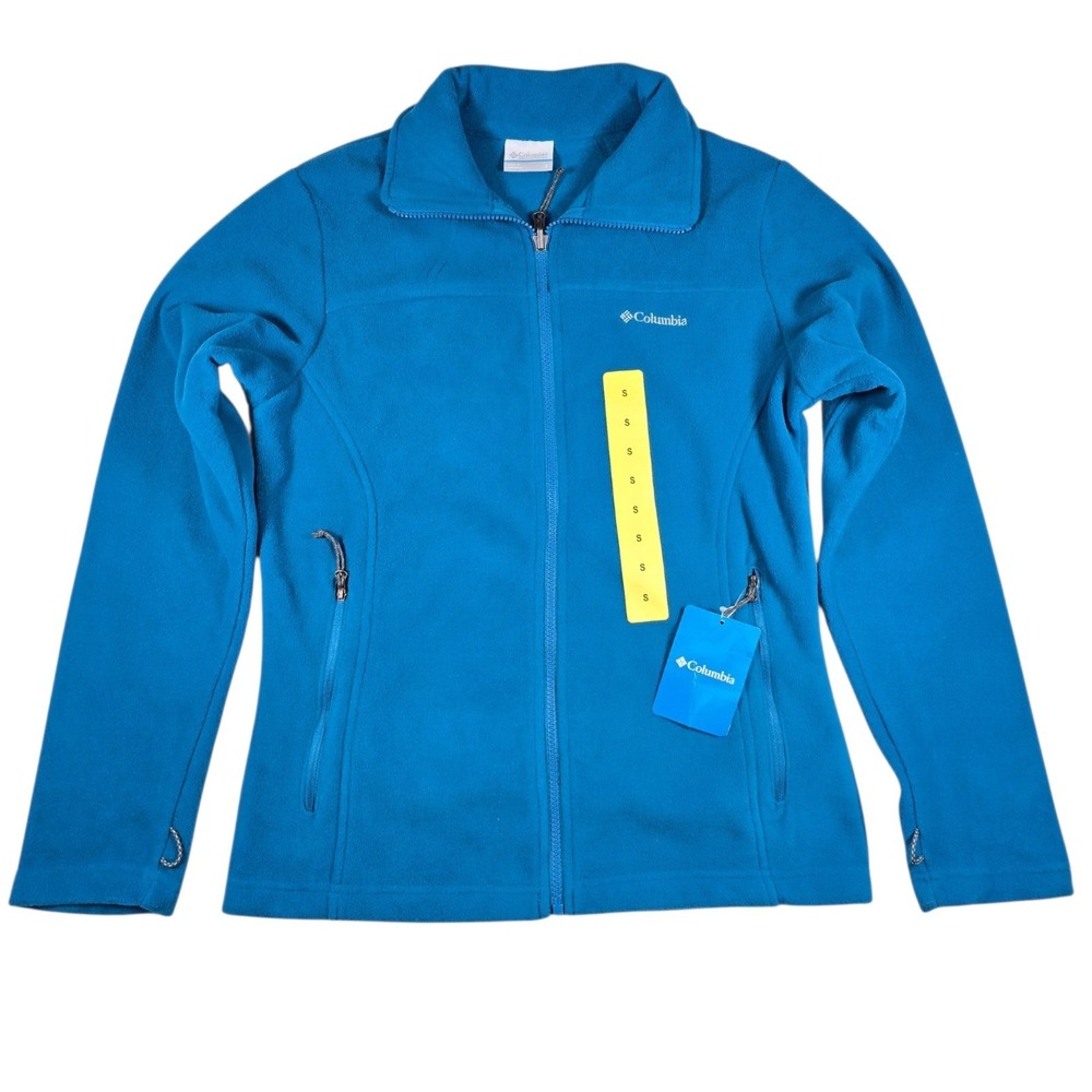 Columbia Lagoon Blue Full Zip Mock Collar Zip Pocket Fleece Jacket Women's S NWT